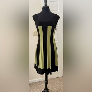 NWOT - Connected Apparel Black and Green Midi Dress